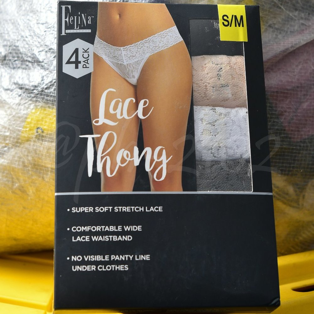 Felina S/M (SMALL/MEDIUM) lace thong WOMEN 4-pack.